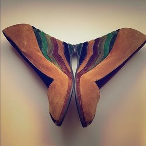 MIU MIU Suede Wedge Heel Pumps